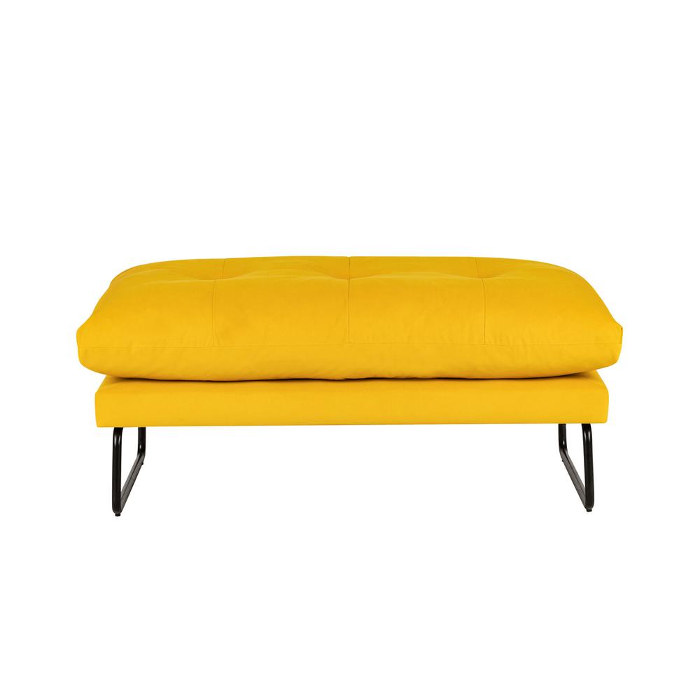Karla Yellow Velvet Contemporary Loveseat and Ottoman. Picture 8
