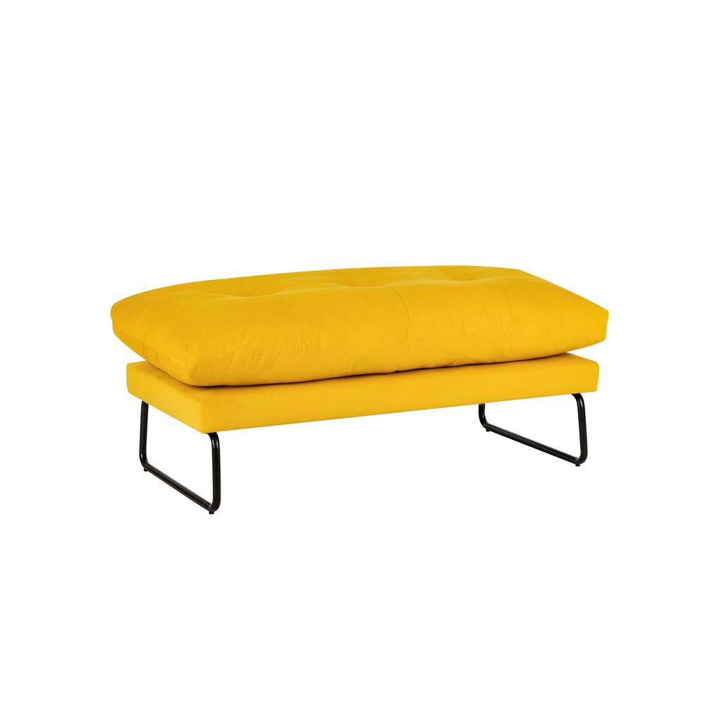 Karla Yellow Velvet Contemporary Loveseat and Ottoman. Picture 7