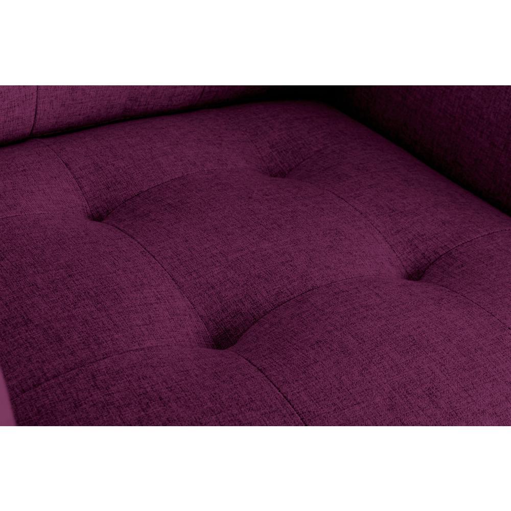 Victoria Purple Linen Fabric Armchair with Metal Legs, Side Pockets, and Pillow. Picture 6