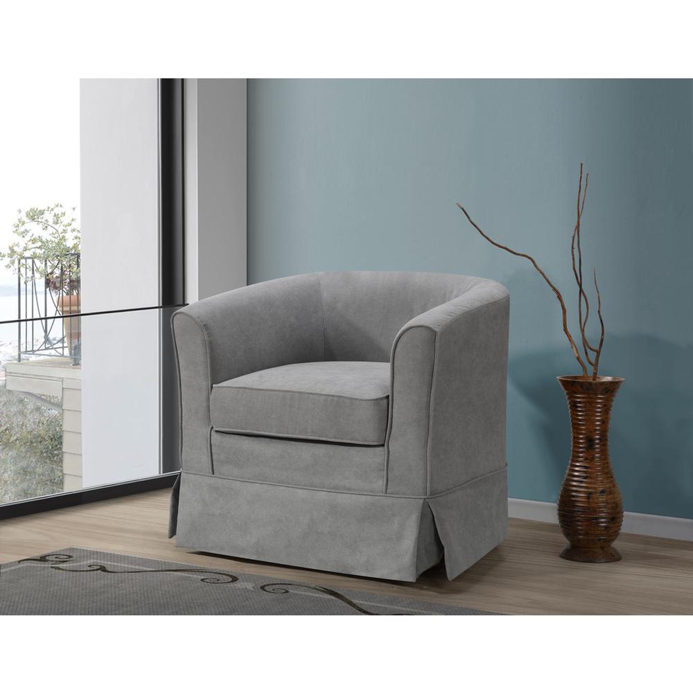 Tucker Steel Gray Woven Fabric Swivel Barrel Chair. Picture 4