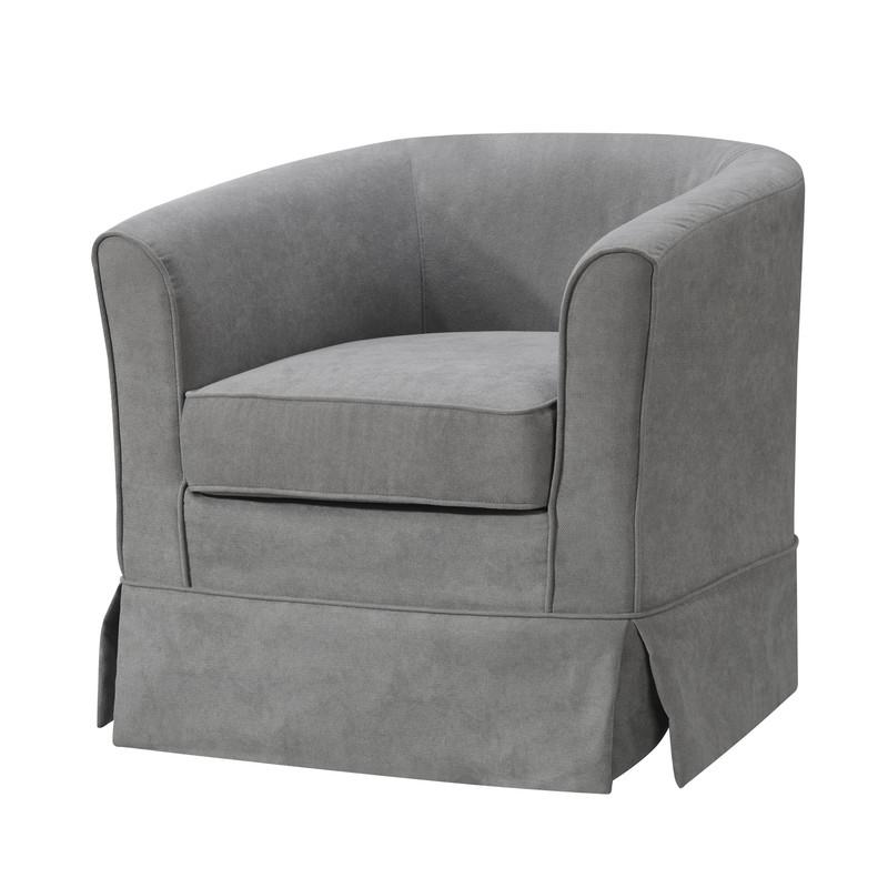 Tucker Steel Gray Woven Fabric Swivel Barrel Chair. Picture 1