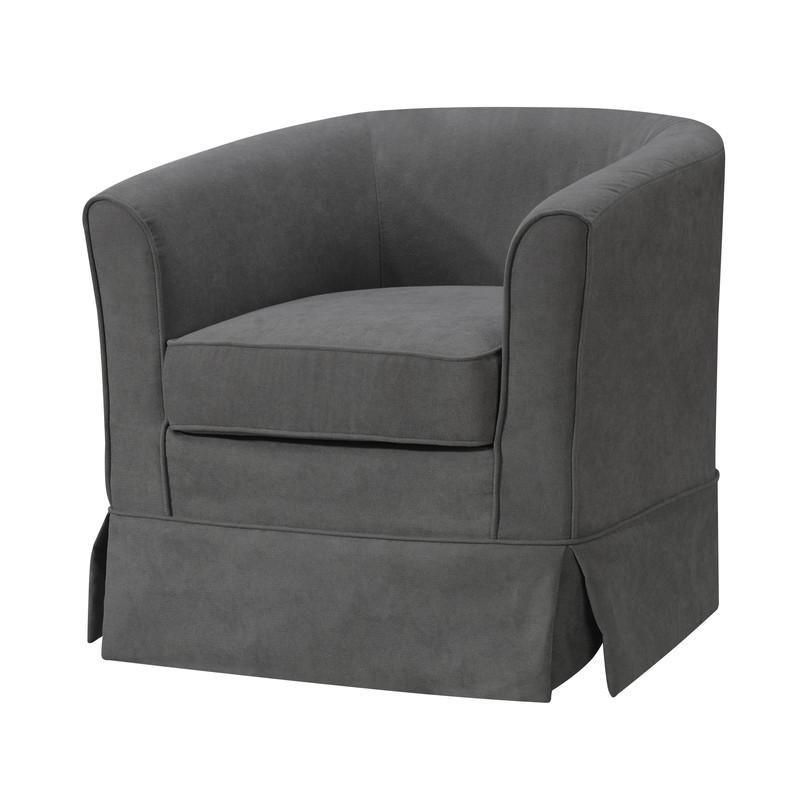 Tucker Gray Woven Fabric Swivel Barrel Chair. Picture 1