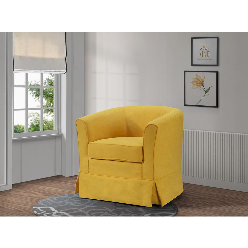 Tucker Yellow Woven Fabric Swivel Barrel Chair. Picture 4