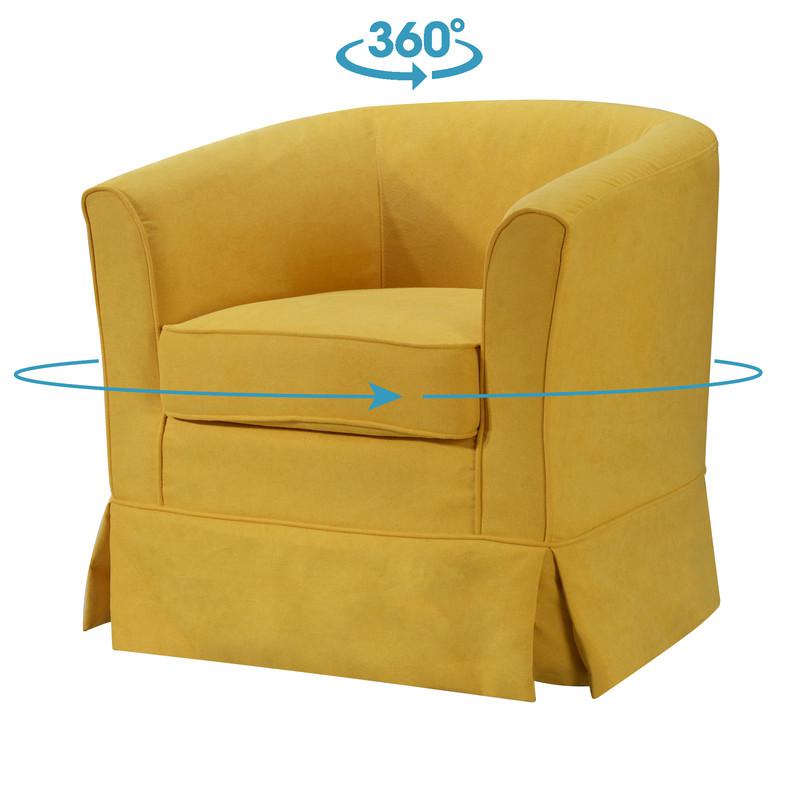 Tucker Yellow Woven Fabric Swivel Barrel Chair. Picture 5