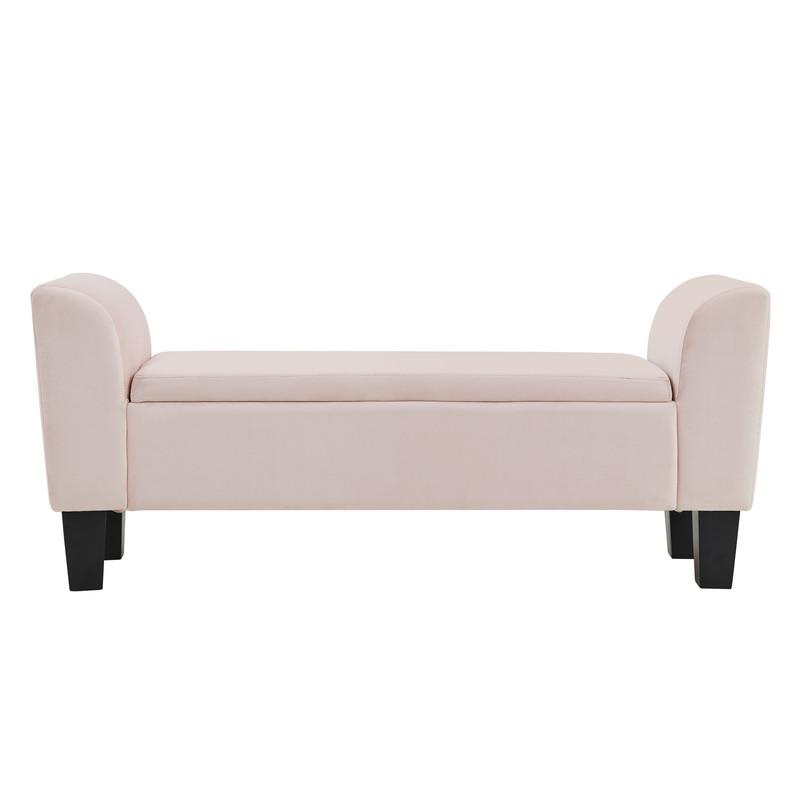 Mila Pink Velvet Ottoman Bench with Storage. Picture 1