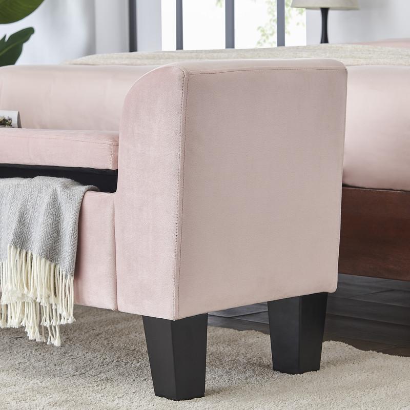 Mila Pink Velvet Ottoman Bench with Storage. Picture 2