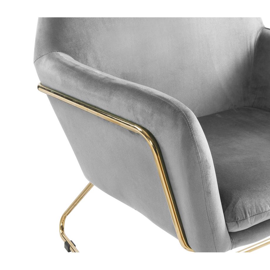 Keira Gray Velvet Accent Chair with Metal Base. Picture 5