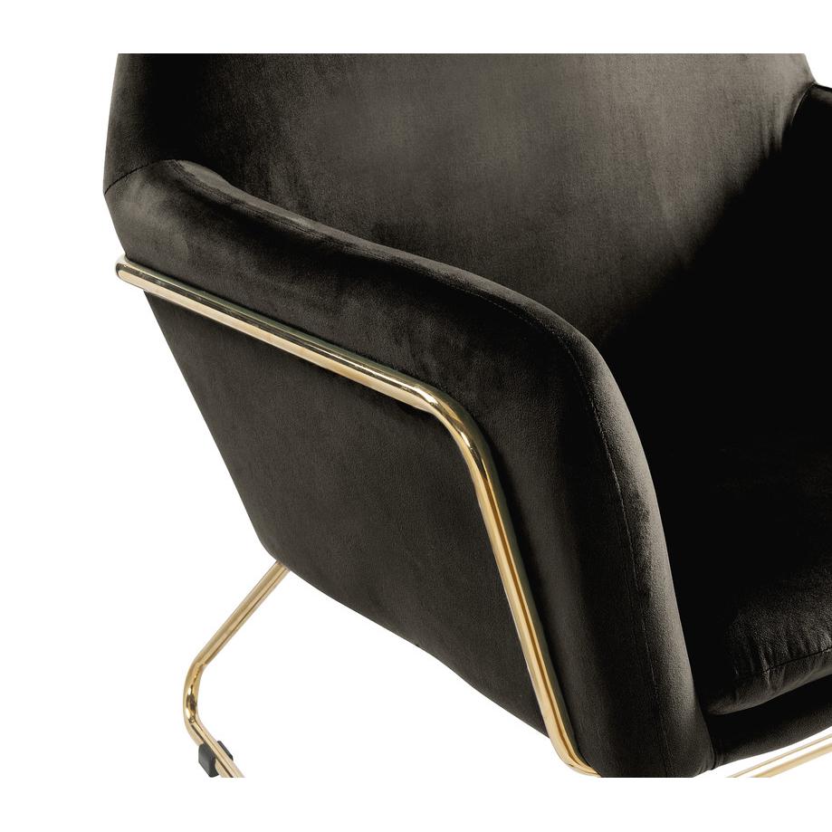 Keira Black Velvet Accent Chair with Metal Base. Picture 5