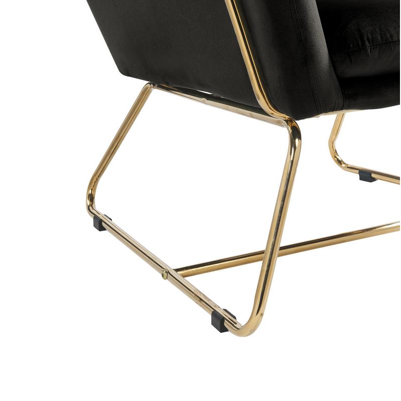 Keira Black Velvet Accent Chair with Metal Base. Picture 6