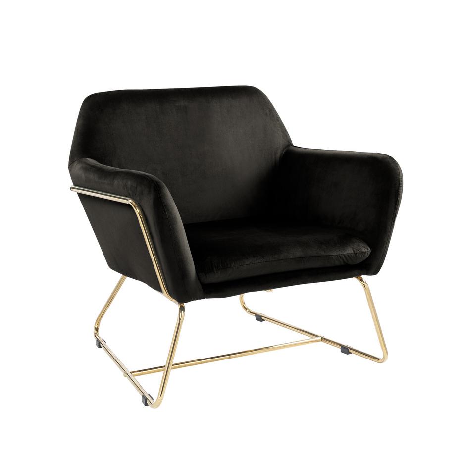 Keira Black Velvet Accent Chair with Metal Base. The main picture.