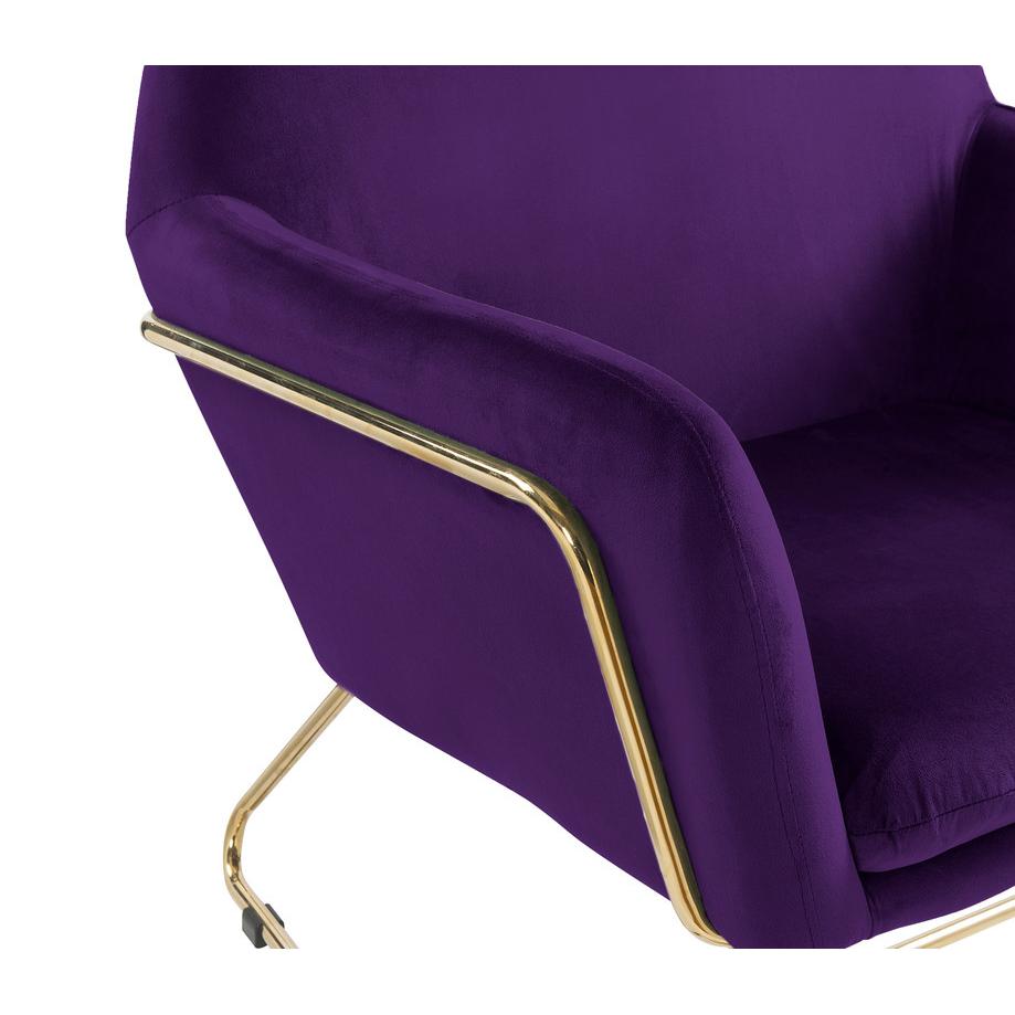 Keira Purple Velvet Accent Chair with Metal Base. Picture 5