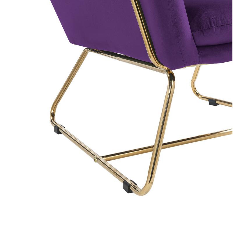 Keira Purple Velvet Accent Chair with Metal Base. Picture 6