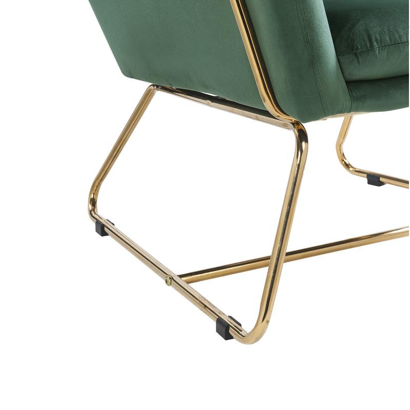 Keira Green Velvet Accent Chair with Metal Base. Picture 5