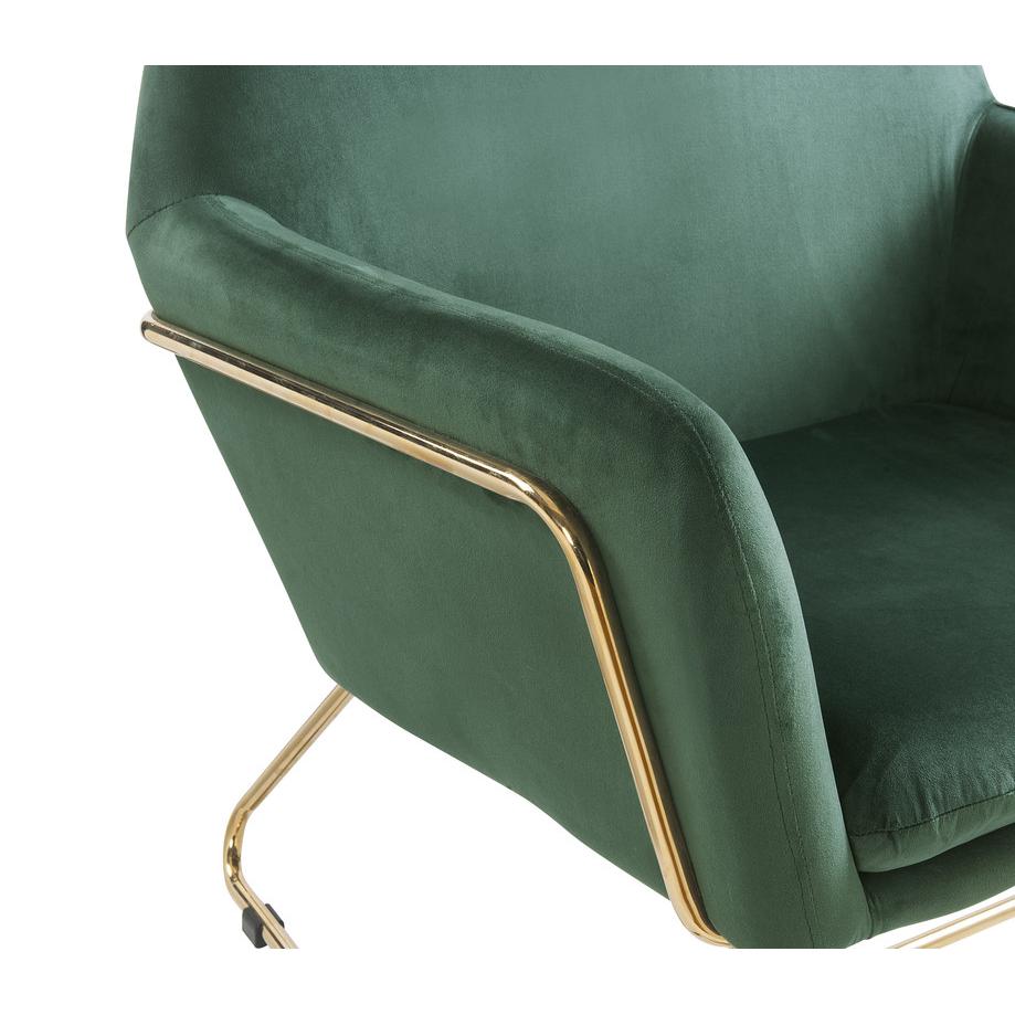 Keira Green Velvet Accent Chair with Metal Base. Picture 6