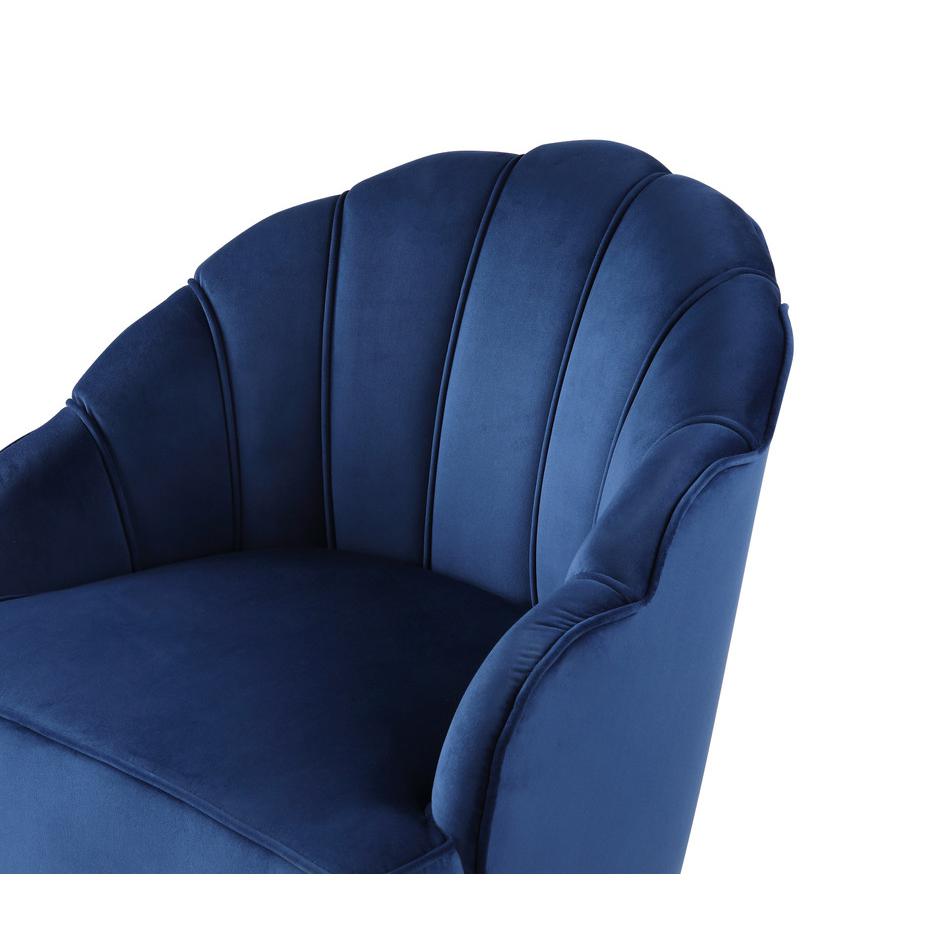 Naomi Blue Velvet Wingback Accent Chair with Metal Legs. Picture 4