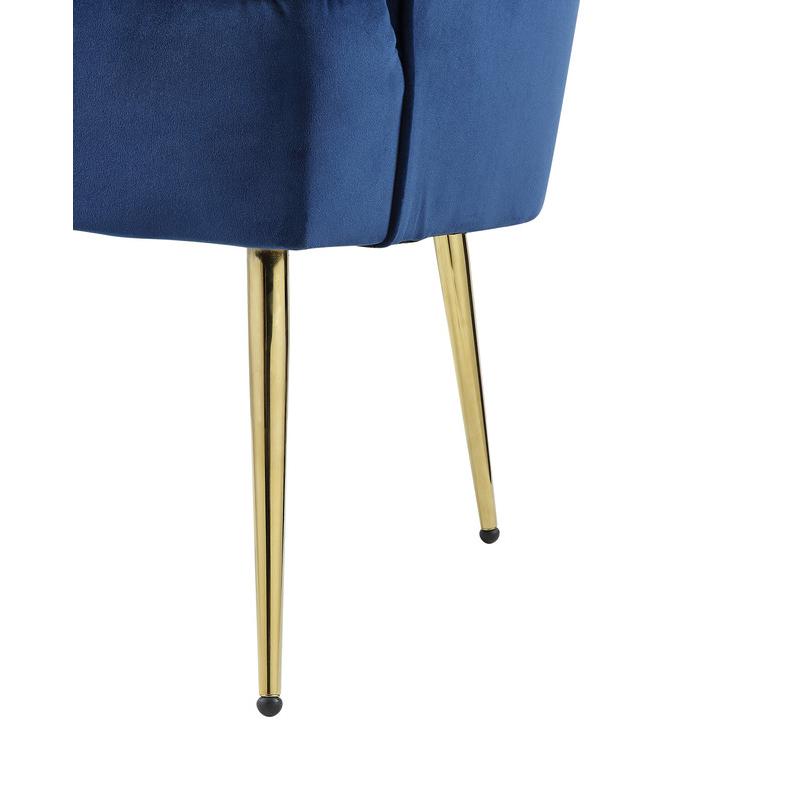 Naomi Blue Velvet Wingback Accent Chair with Metal Legs. Picture 5