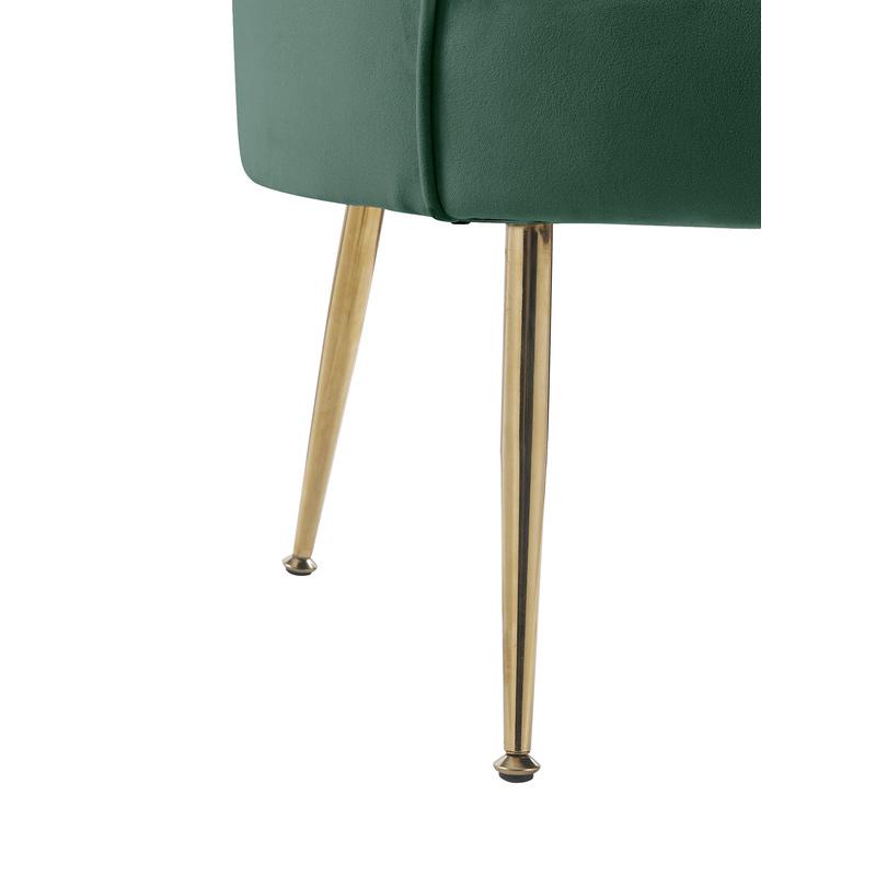Angelina Green Velvet Scalloped Back Barrel Accent Chair with Metal Legs. Picture 5