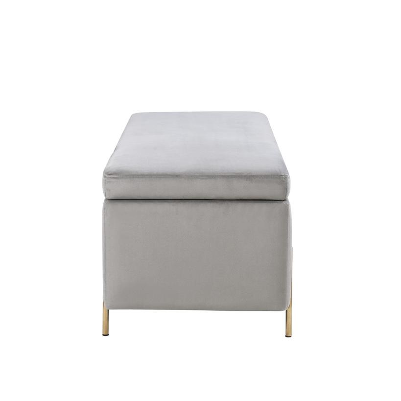 Emma Gray Velvet Storage Bench with Metal Legs. Picture 5