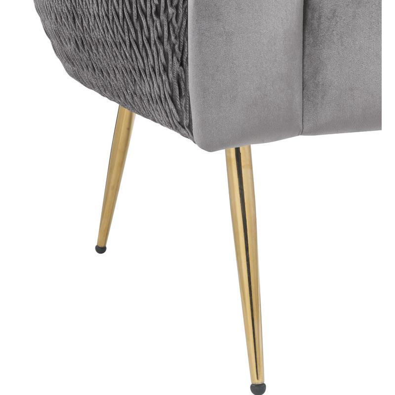 Natalie Gray Velvet Barrel Accent Chair with Metal Legs. Picture 6