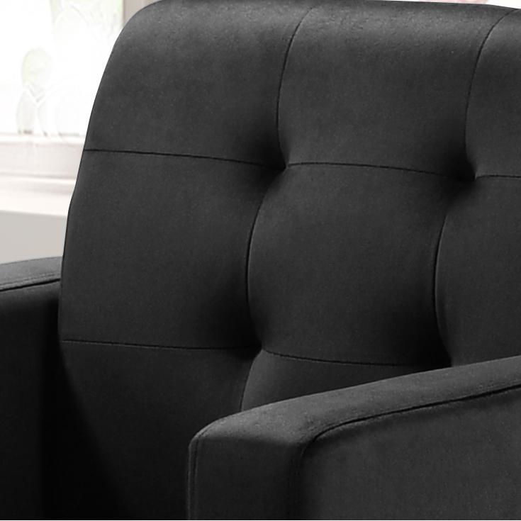 Hale Black Velvet Accent Armchair with Tufting. Picture 2