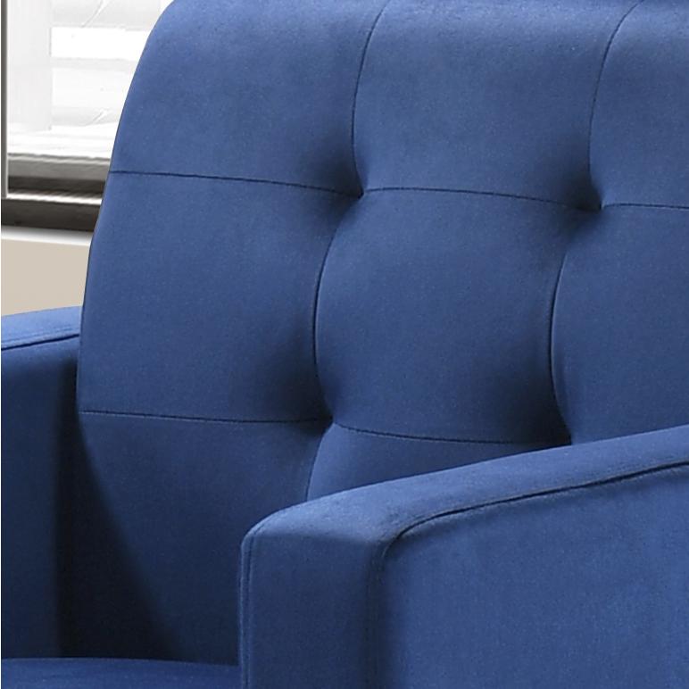 Hale Blue Velvet Accent Armchair with Tufting. Picture 3