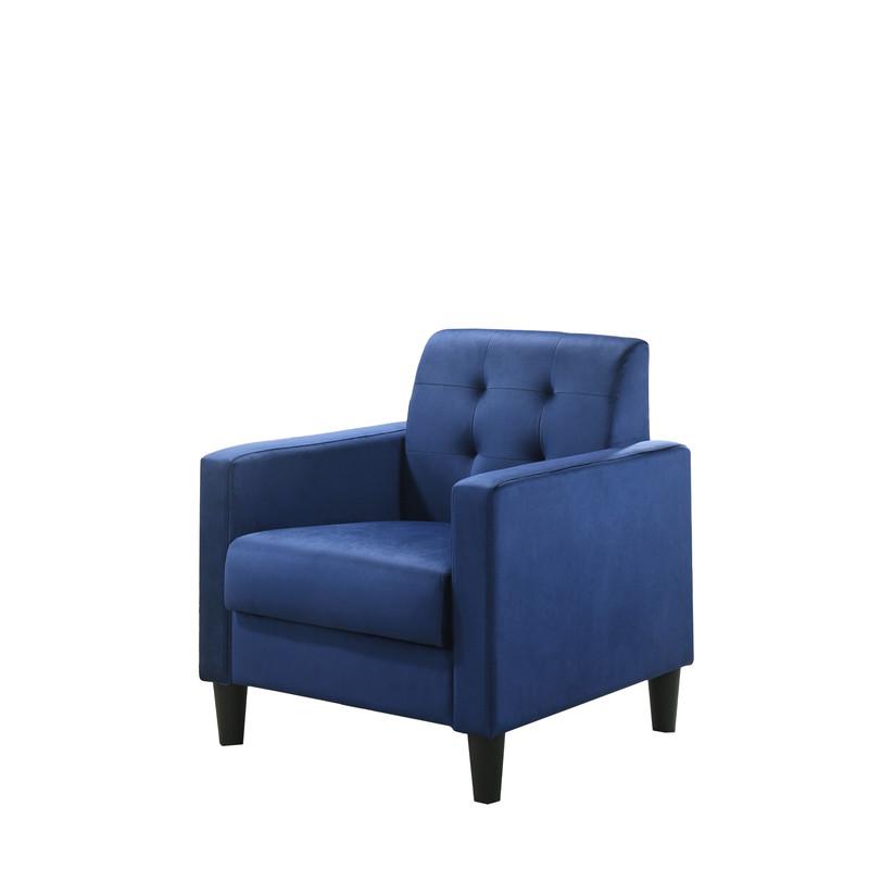 Hale Blue Velvet Accent Armchair with Tufting. Picture 1