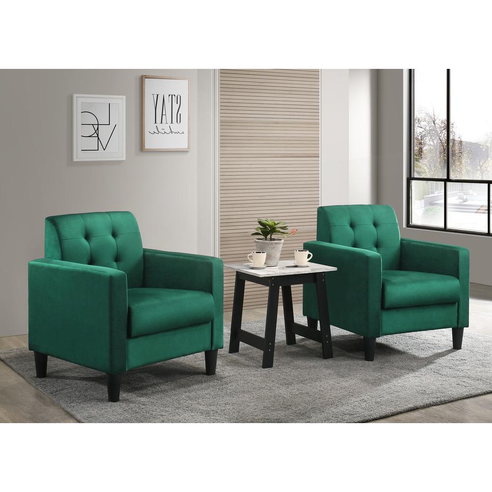 Hale Green Velvet Armchairs and End Table Living Room Set. Picture 4