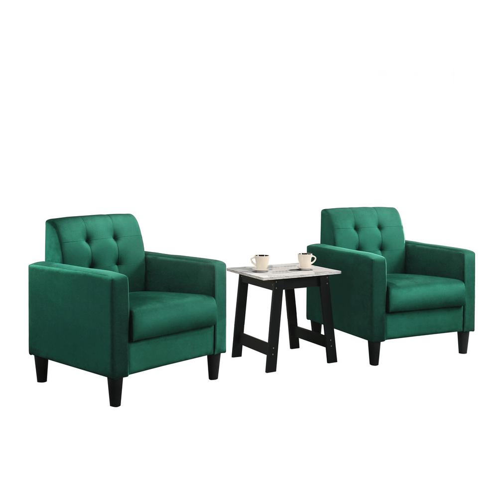 Hale Green Velvet Armchairs and End Table Living Room Set. Picture 1