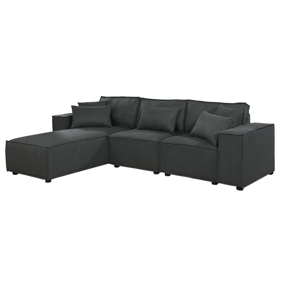 LILOLA Harvey Sofa with Reversible Chaise in Dark Gray Linen. Picture 2