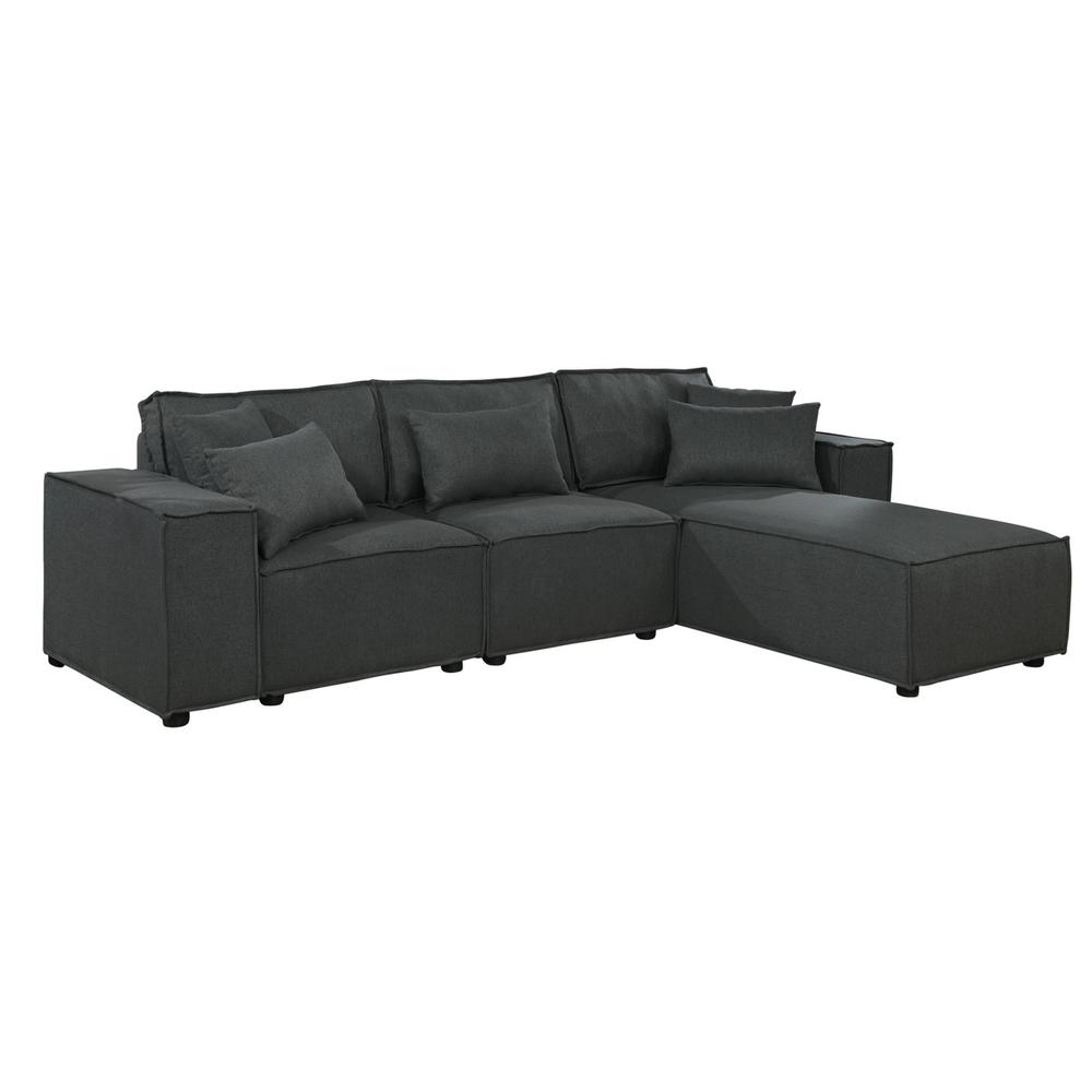 LILOLA Harvey Sofa with Reversible Chaise in Dark Gray Linen. Picture 3