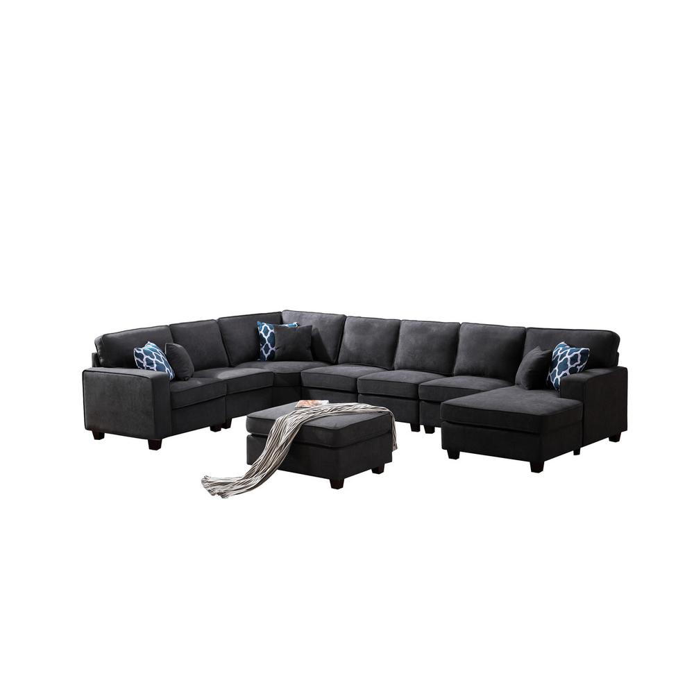 Jocelyn Dark Gray Woven 8Pc Modular L-Shape Sectional Sofa Chaise and Ottoman. Picture 2