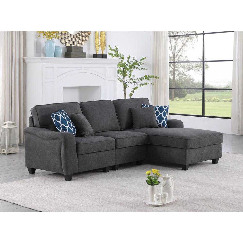 Leo Dark Gray Woven 3Pc Sectional Sofa Chaise. Picture 1
