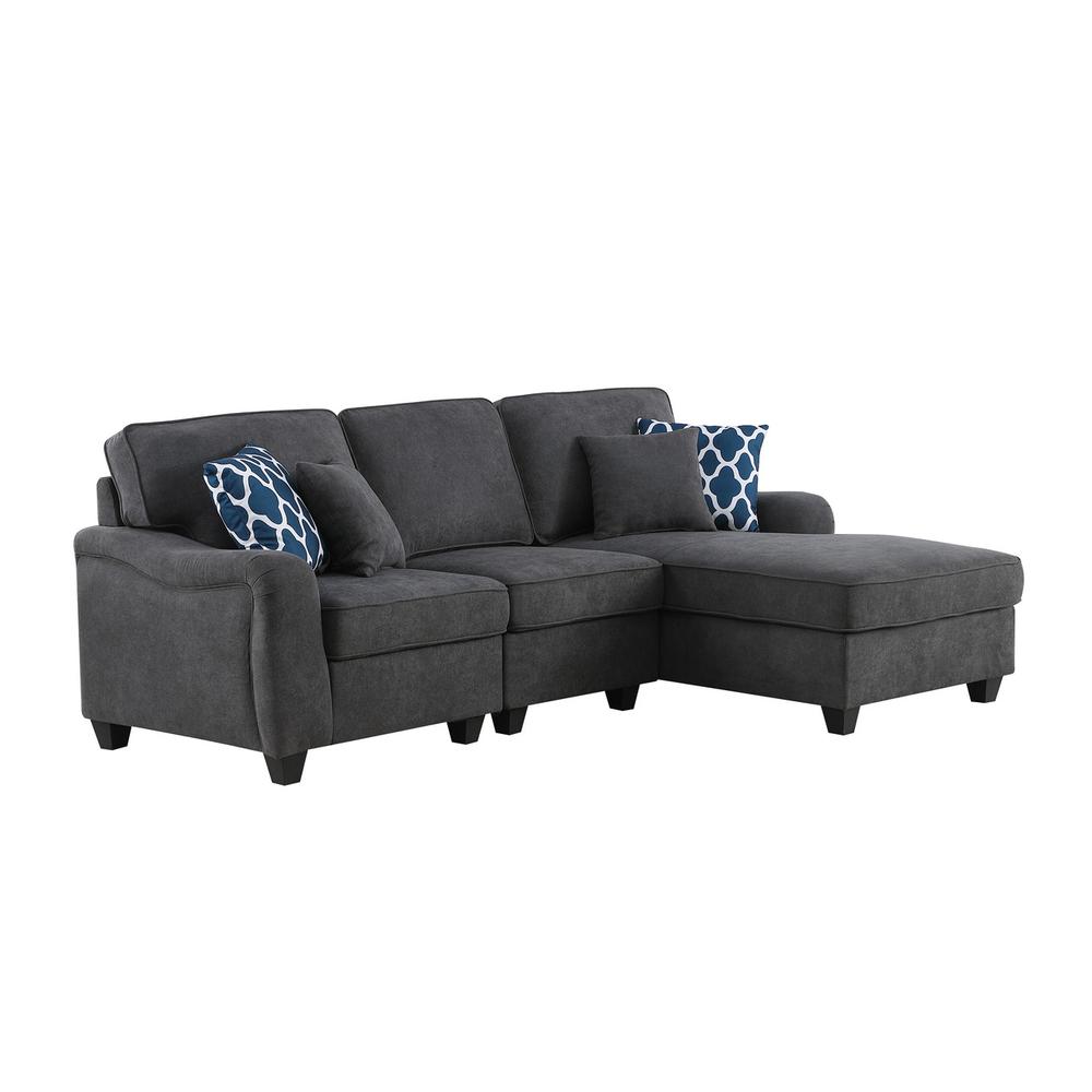 Leo Dark Gray Woven 3Pc Sectional Sofa Chaise. Picture 2
