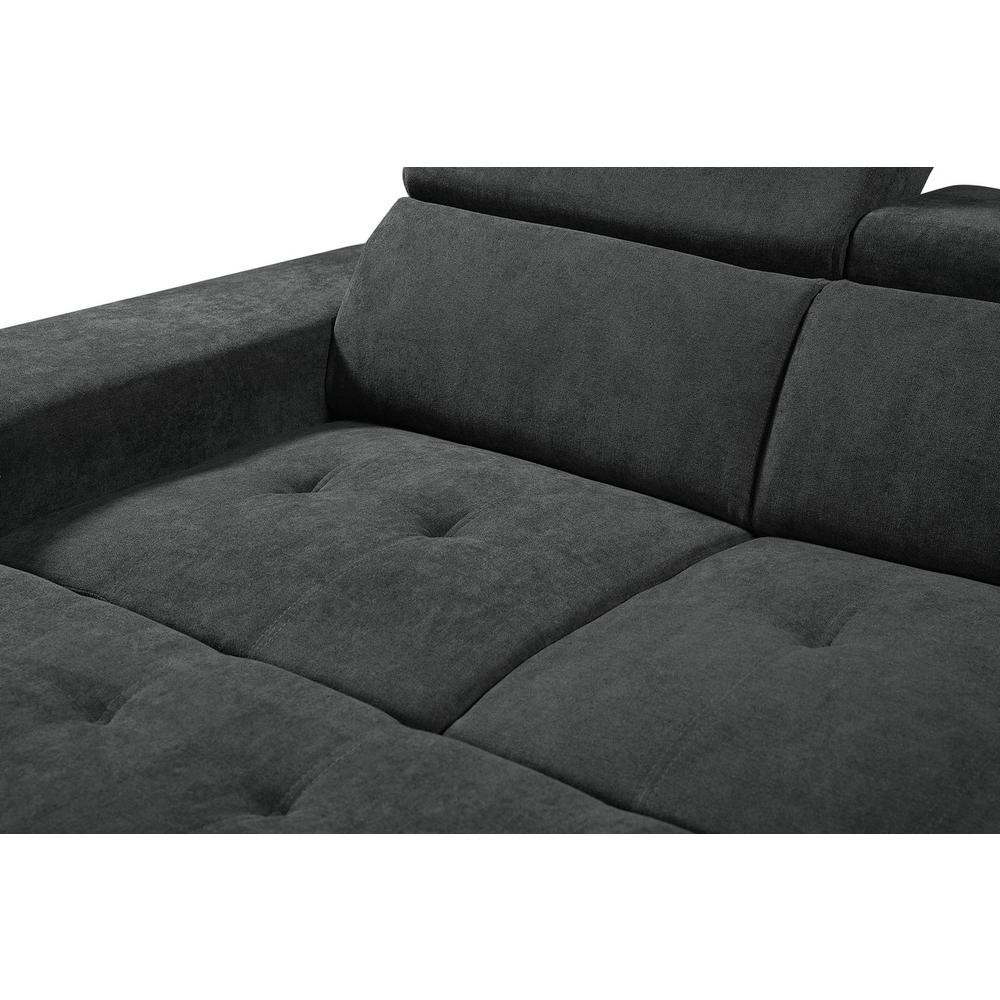 Henrik Dark Gray Sleeper Sectional Sofa with Storage Ottoman and 2 Stools. Picture 9