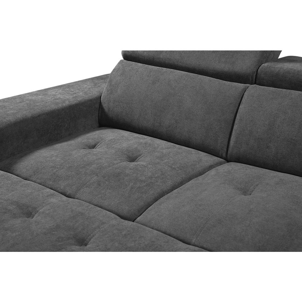 Henrik Light Gray Sleeper Sectional Sofa with Storage Ottoman and 2 Stools. Picture 8