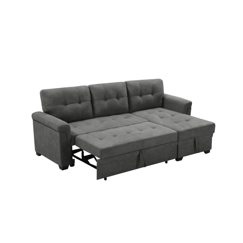Connor Gray Fabric Reversible Sectional Sleeper Sofa Chaise with Storage. Picture 3