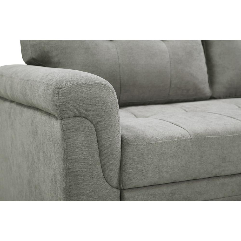Connor Light Gray Fabric Reversible Sectional Sleeper Sofa Chaise with Storage. Picture 7