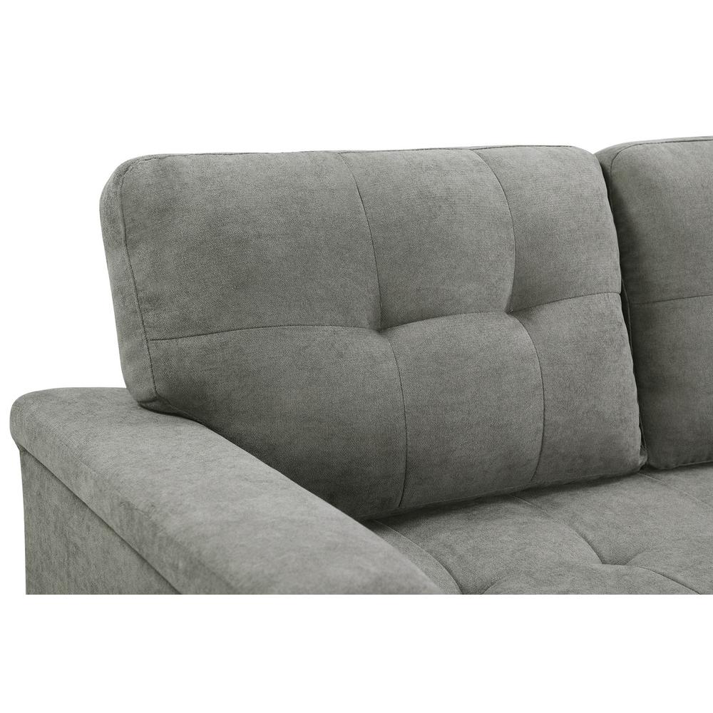 Connor Light Gray Fabric Reversible Sectional Sleeper Sofa Chaise with Storage. Picture 10