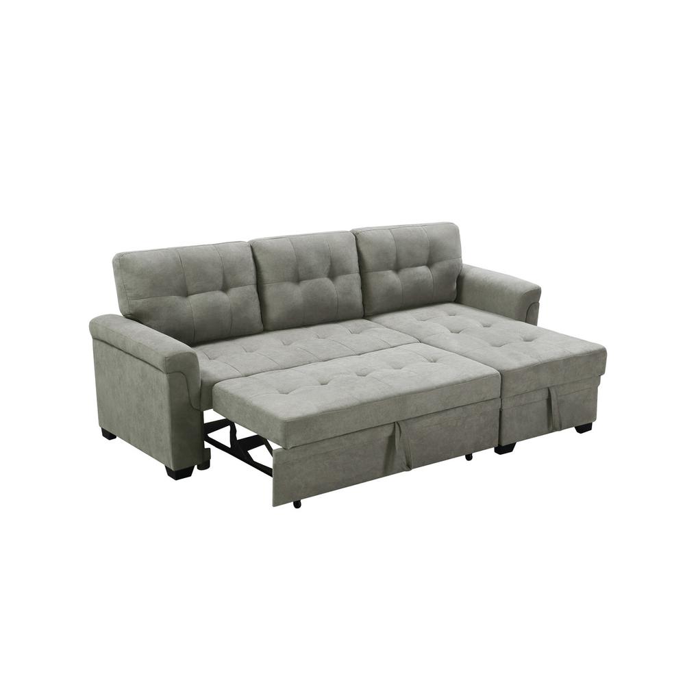 Lucca Light Gray Fabric Reversible Sectional Sleeper Sofa Chaise with Storage. Picture 3