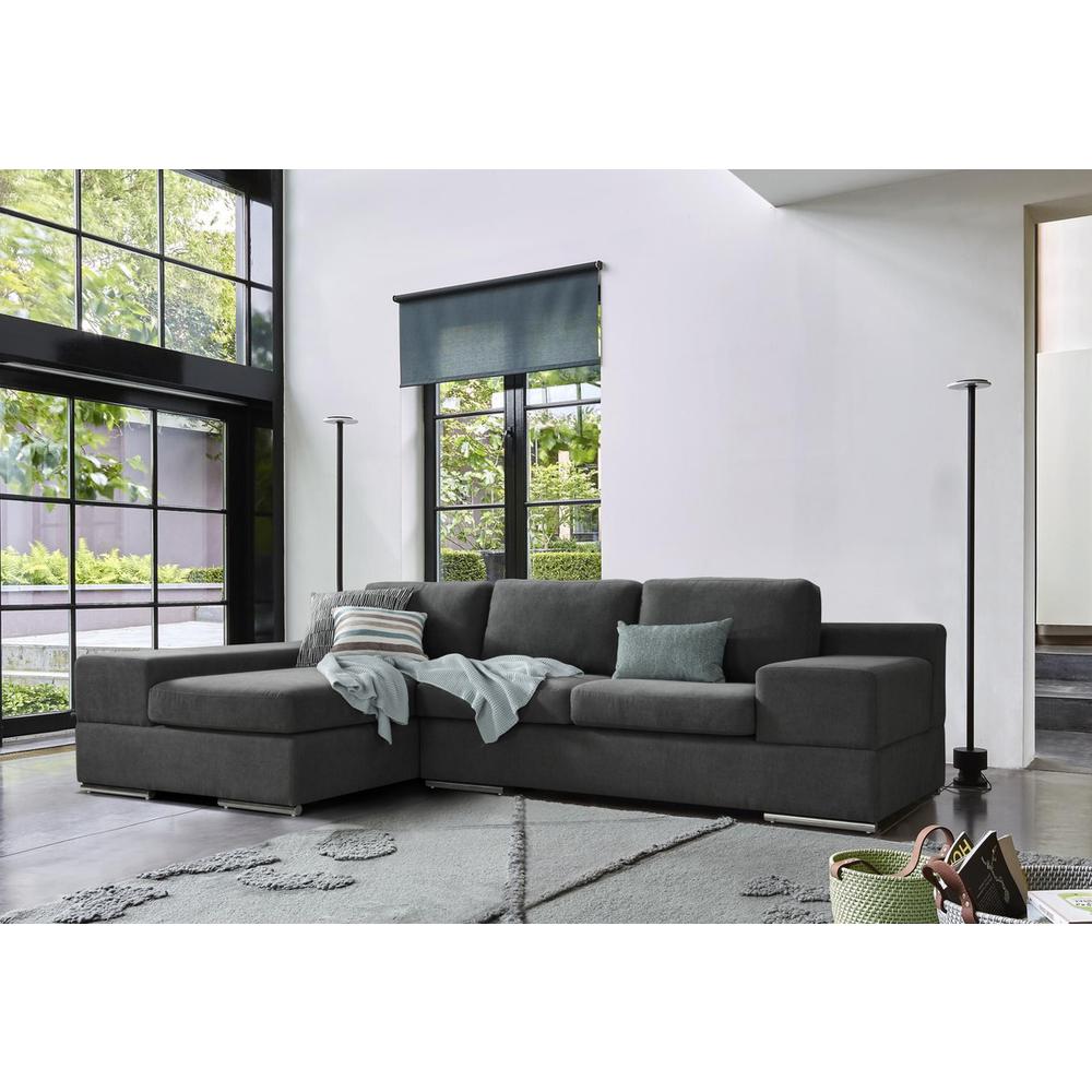 Romeo Dark Gray Woven Fabric Sectional Sofa with Left Hand Facing Chaise. Picture 1