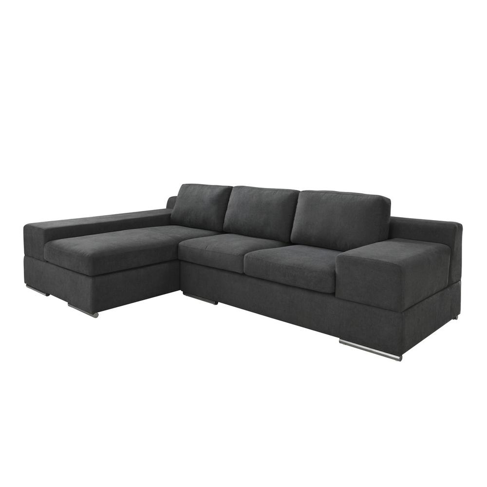Romeo Dark Gray Woven Fabric Sectional Sofa with Left Hand Facing Chaise. Picture 2