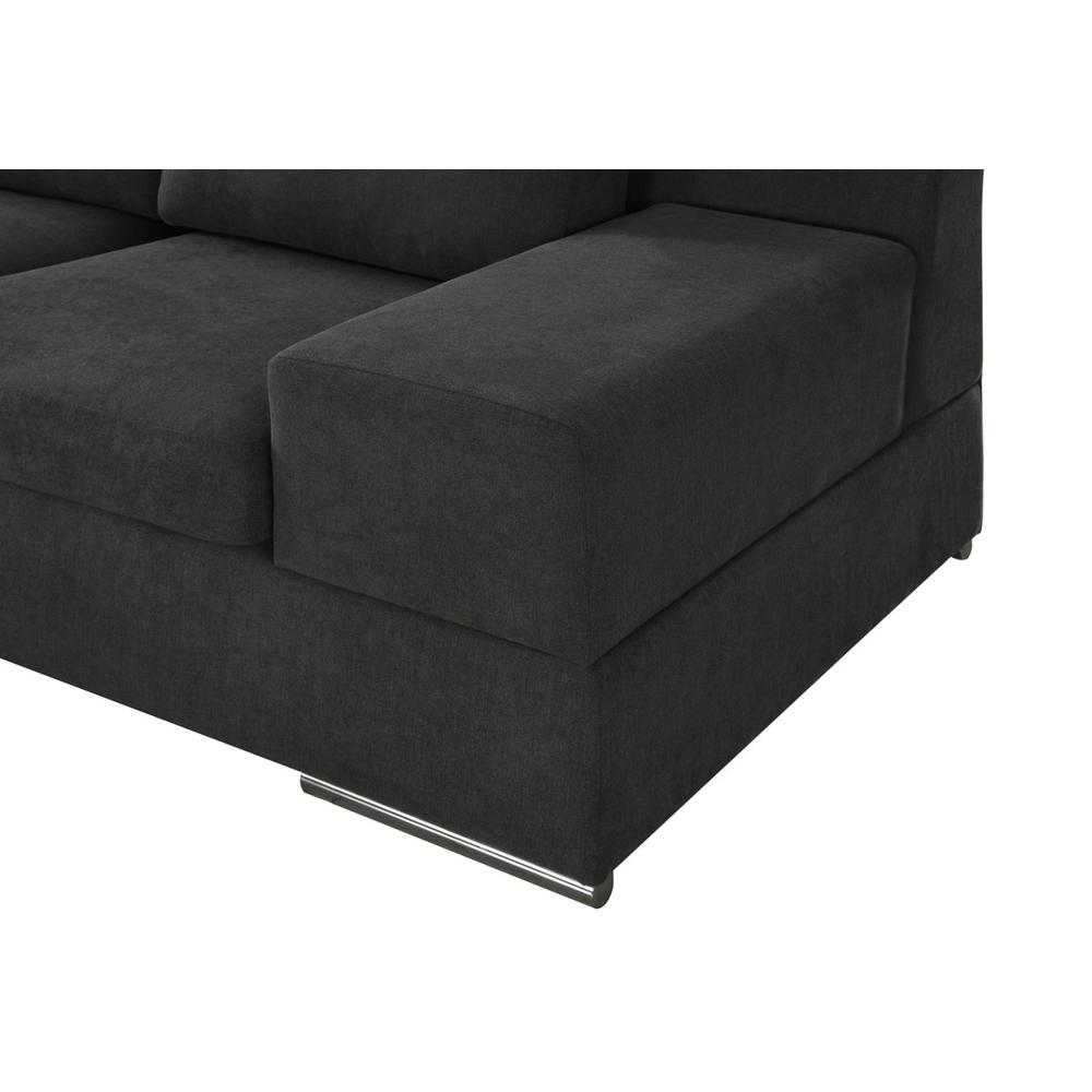 Romeo Dark Gray Woven Fabric Sectional Sofa with Left Hand Facing Chaise. Picture 5