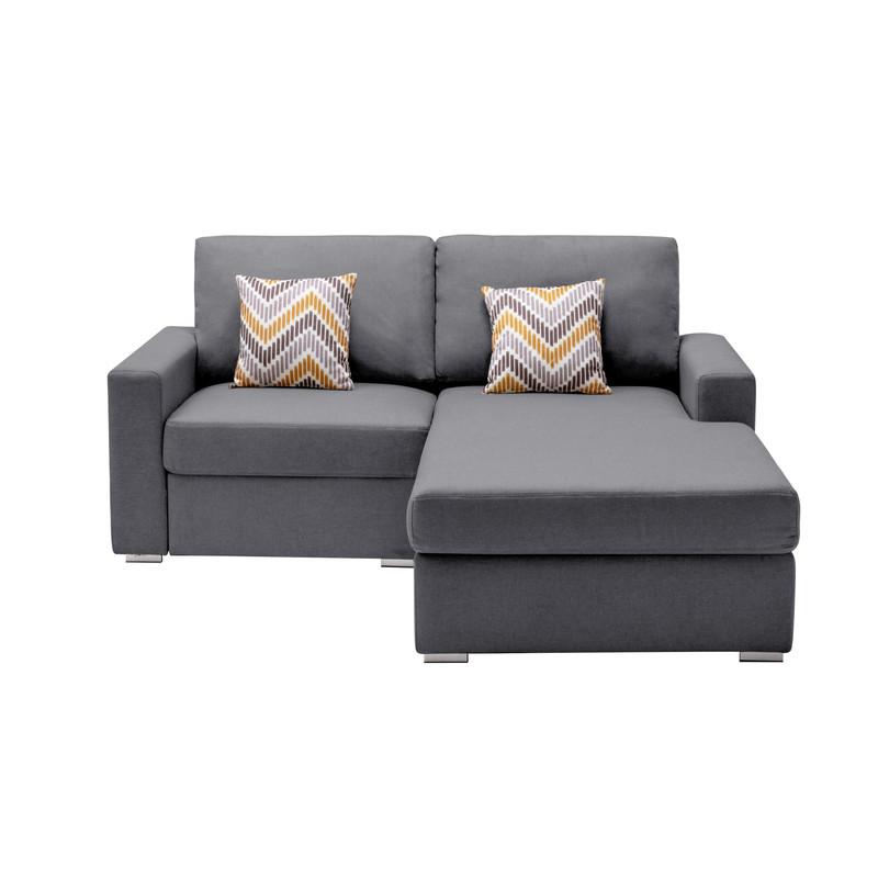 Nolan Gray Linen Fabric 2-Seater Reversible Sofa Chaise with Pillows and Interchangeable Legs. Picture 3