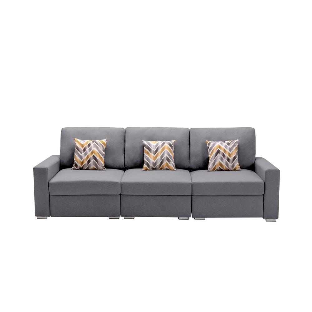 Nolan Gray Linen Fabric Sofa with Pillows and Interchangeable Legs. Picture 2