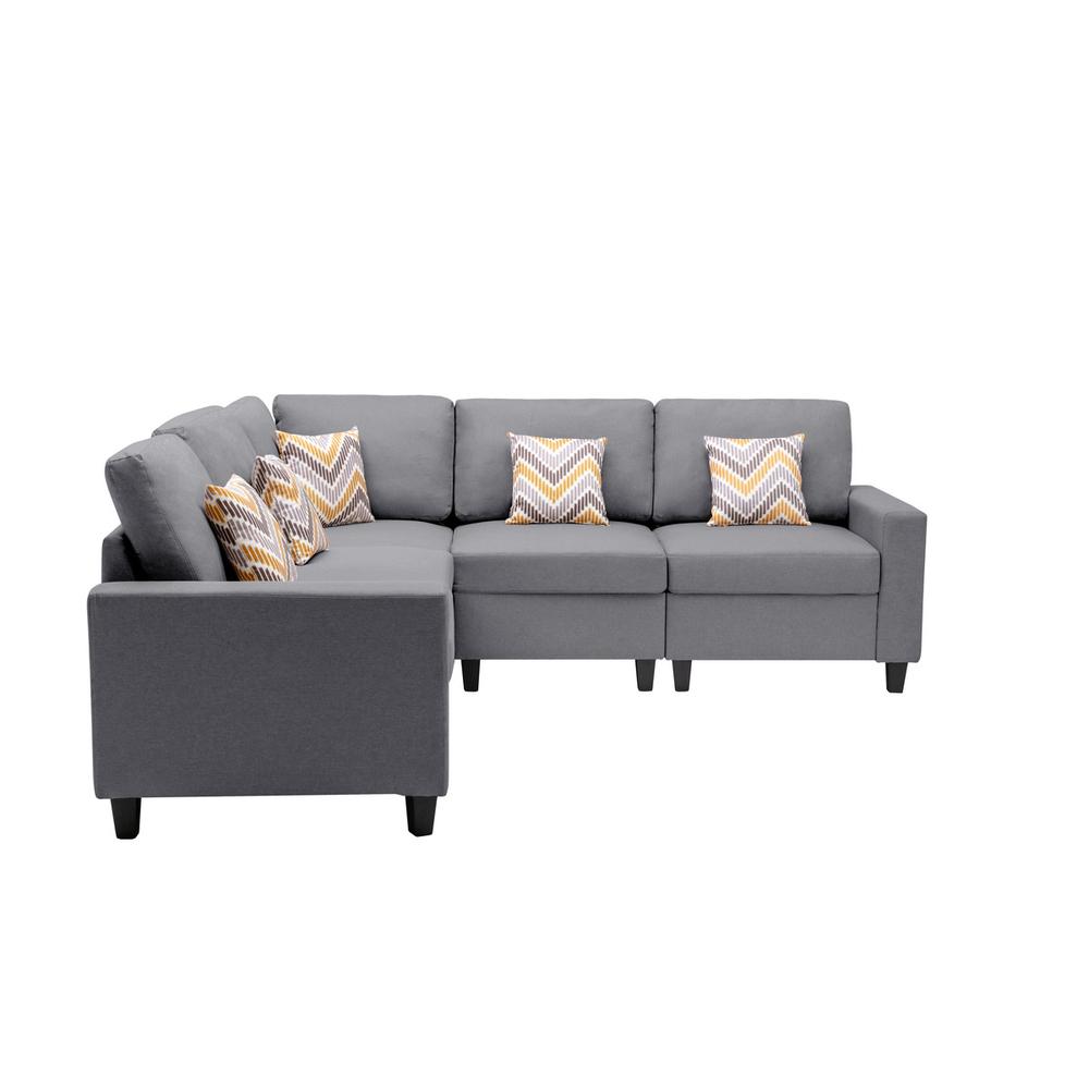 Nolan Gray Linen Fabric 5Pc Reversible Sectional Sofa with Pillows and Interchangeable Legs. Picture 6
