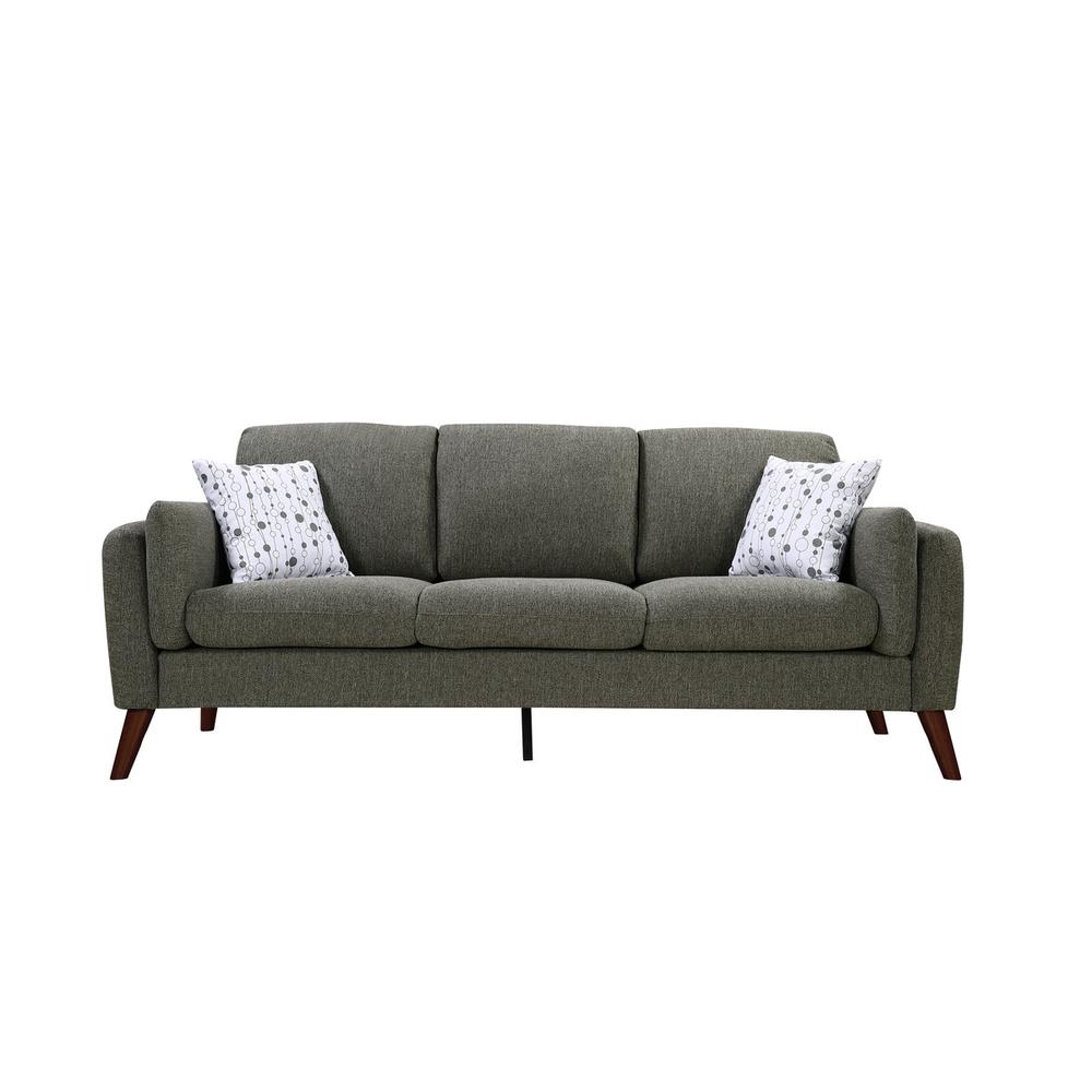 Winston Gray Linen Sofa Couch with USB Charger and Tablet Pocket. Picture 4