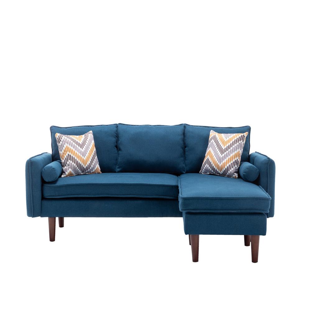 Mia Blue Sectional Sofa Chaise with USB Charger & Pillows. Picture 3