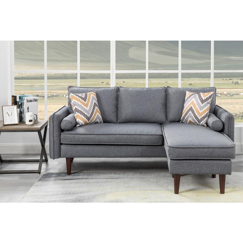 Mia Gray Sectional Sofa Chaise with USB Charger & Pillows. Picture 2