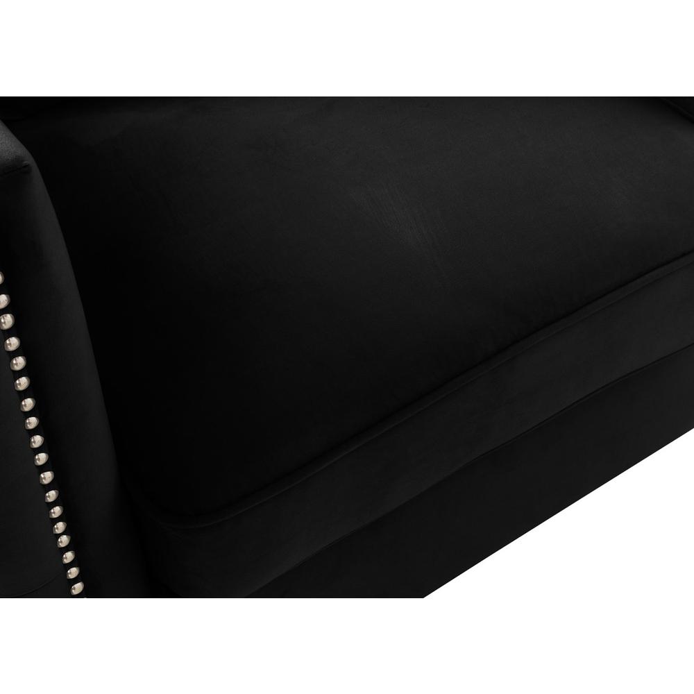 Bayberry Black Velvet Loveseat with 2 Pillows. Picture 7