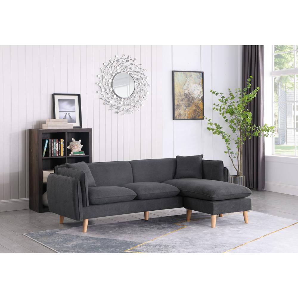 Brayden Dark Gray Fabric Sectional Sofa Chaise. The main picture.